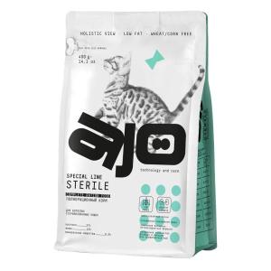 AJO Cat Sterile Сухой корм для стерилизованных кошек с высоким содержанием белка, Индейка и Утка