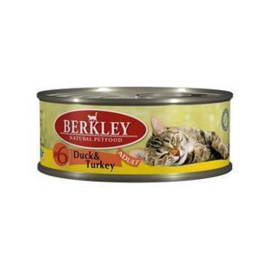 Berkley Ducks &amp; Turkey Cat №6 консервы для кошек с уткой и индейкой 100 г (6 штук)