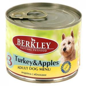 Berkley Turkey &amp; Apples Adult Dog консервы для собак с индейкой и яблоками 200 г