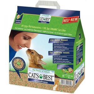 Cat&#039;s Best Green Power древесный комкующийся наполнитель антибактериальный для котят и кошек 3,2 кг