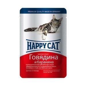 Happy Cat консервы для кошек с говядиной и бараниной 100 г (22 штуки)