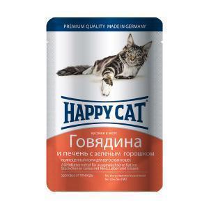 Happy Cat консервы для кошек с говядиной и печенью 100 г (22 штуки)