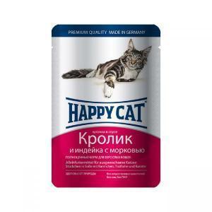 Happy Cat консервы для кошек с индейкой и кроликом 100 г (22 штуки)