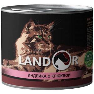 Landor Turkey With Cranberries консервы для взрослых стерилизованных кошек с индейкой и клюквой