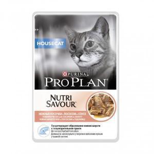 Pro Plan Nutrisavour Housecat влажный корм для кошек с лососем в соусе 85 г 